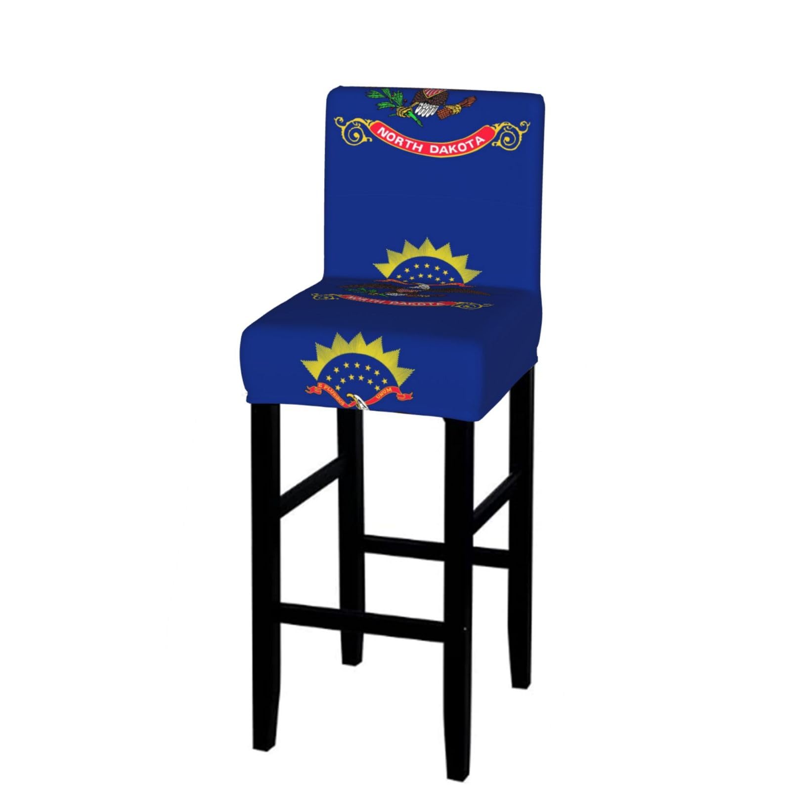 Flag of North Dakota Bar Stool Cover-Stretchy Chair Slipcover for Kitchen