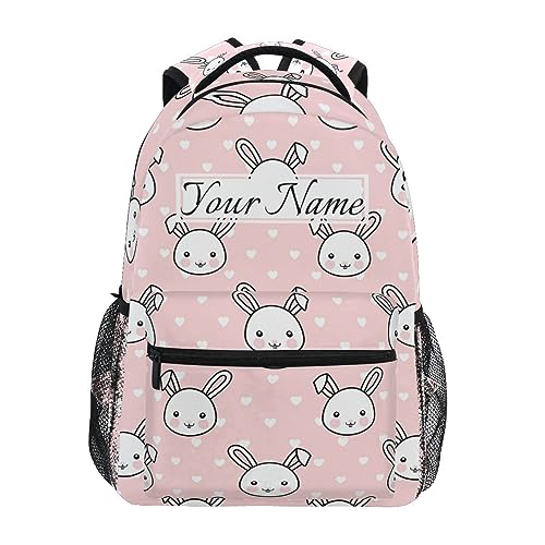 ALAZA Girls Bunny Backpacks for School Pink Cute Rabbit Heart Bookbags for Kids Teen Toddler Fashion Daypack Rucksack Travel Laptop Bag