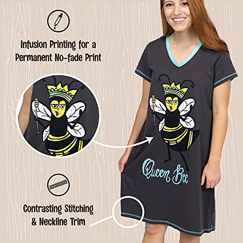 Image of Lazy One Women's Novelty Nightshirt - Funny Cotton Nightgown, Cute V-neck Sleep Shirts, Women's Sleepwear