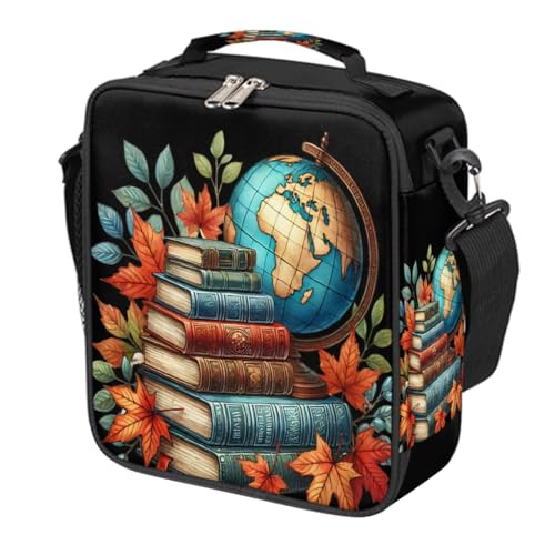 Pardick Book Earth Kids Lunch Box for Girls Boys Reusable Insulated Lunch Bag for Kids Toddler Thermal Cooler Spacious Lunchbox with Shoulder Strap Lunchbag for School Work Picnic