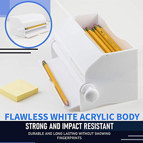 SimplyImagine Pencil Dispenser Holder - For Classroom, Home, Office Use or Teacher Gift, Durable Acrylic Rolling Knob Pencil Storage Box