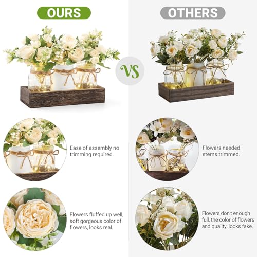 Mkono-Mason-Jar-Lights-Centerpiece-Table-Decorations-for-Dining-Room-Farmhouse-Table-Decor-Tray-with-3-Jars-Flowers-Christmas-Centerpieces-Winter-Decor-for-Kitchen-Living-Dining-Room Mkono Mason Jar Lights Centerpiece Table Decorations for Dining Room Farmhouse Table Decor Tray with 3 Jars Flowers Christmas Centerpieces Winter Decor for Kitchen Living Dining Room
