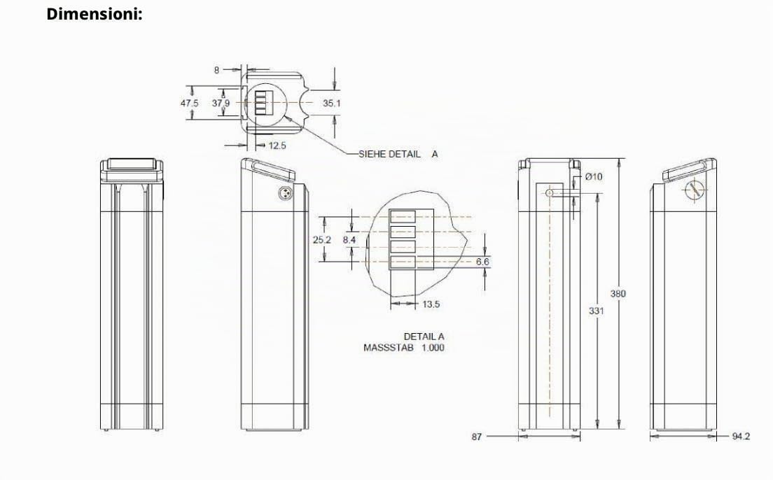SEASON 24V 10.4Ah / 15.6Ah (2 Port) Ebike Batteria al Litio XH259-10J Battery Bici Elettrica Pieghevole per Phylion MiFa Rex