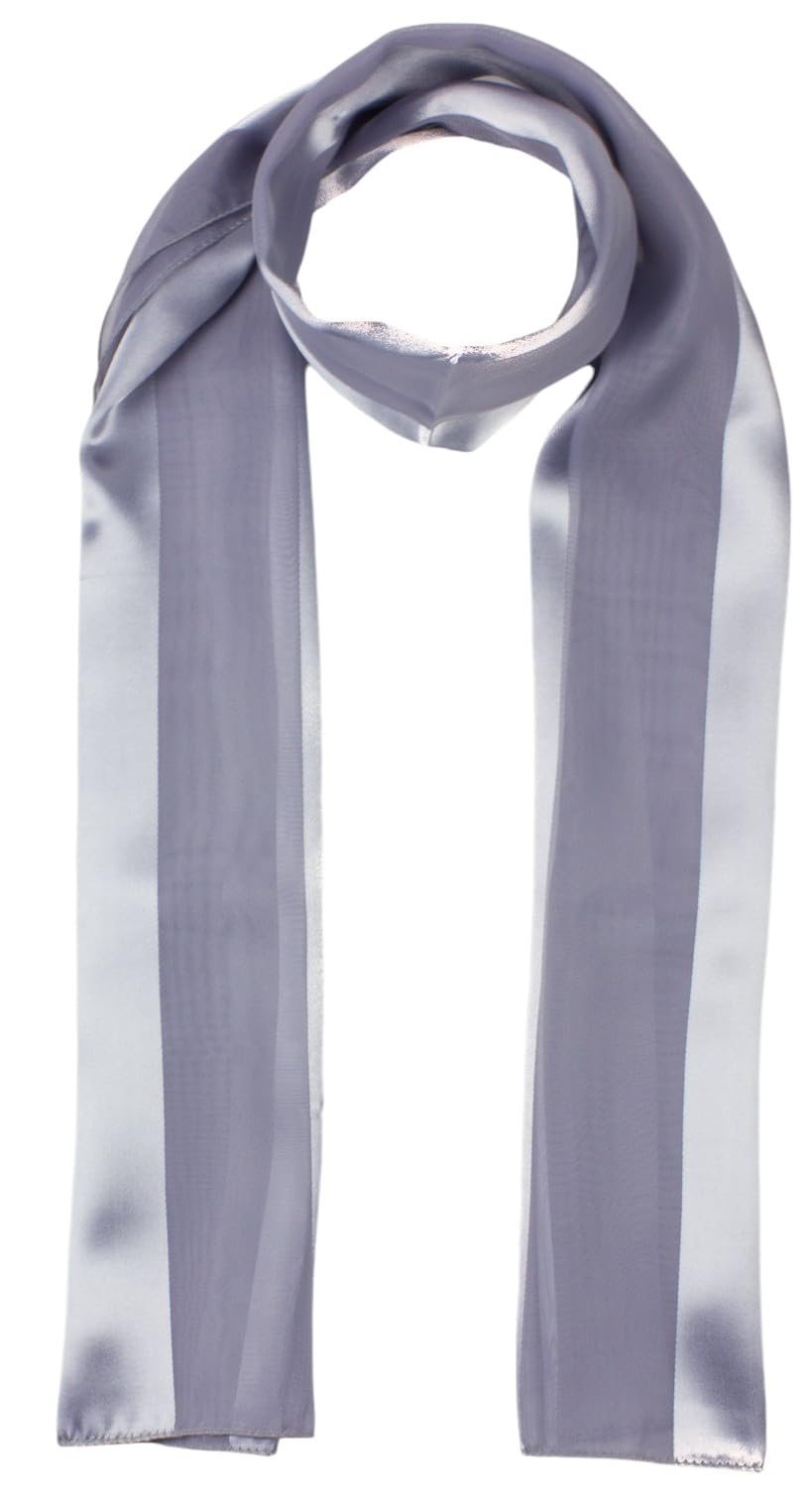 Mytoptrendz Women's Grey Mytoptrendz® Striped Satin Scarves- Plain Chiffon Scarf Lightweight Silky Soft Satin Stripe Neck Scarf, Girls Headscarf (Grey)