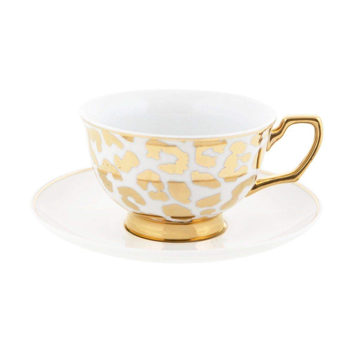 Cristina Re Louis Leopard Signature Tea Cup, Gold 220 ml Capacity, 63579