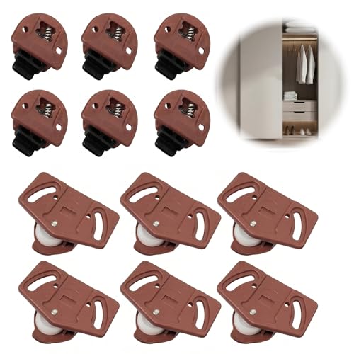 Pack 6 Uds Kit Ruedas para Puertas Correderas, Kit Puertas Correderas Armario, Rodillos Silenciosos, Guia Puerta Corredera para muebles, Adecuado para Paneles de Armarios Corredizos