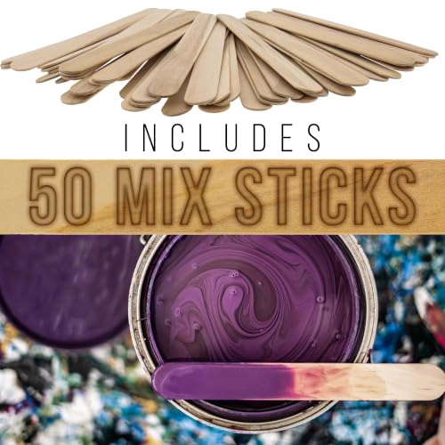 Image of TCP Global 20 oz. (600ml) Graduated Plastic Mixing Cups - Box of 50 with 50 Mixing Sticks - Disposable Plastic Measuring Cups for Liquids, Paints, Resin, Epoxy, Art, Kitchen - Ratios 2-1, 3-1, 4-1 ML