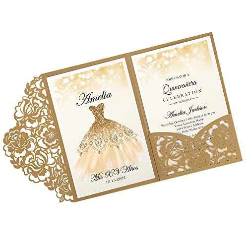 Birthday Offer Email Template That Delights Your Customers 4 DORIS HOME 50Pcs Personalized Laser Cut Quinceanera Invitations, Gold