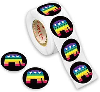250 Rainbow Republican Elephant Stickers - LGBTQ Pride Republican Party Elephant Symbol for Labels, Envelopes, Posters and More
