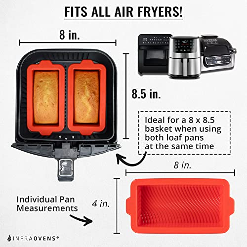 Air Fryer Silicone Loaf Pans for Baking, Non-Stick Bread Cake Pan, 8 inch Airfryer Bakeware Sets, Meatloaf Brownie Corn, Fits Instant Pot, Ninja Foodi, Cosori, Chefman, Power XL, PowerXL Grill, Dash by INFRAOVENS - Used condition - Image 4