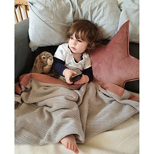 JIKAL Star Moon Shaped Pillow Soft Velvet Nursery Stuffed Throw Pillows for Kids Room Couch Reading Nook Decor (Star, Dusty Pink)