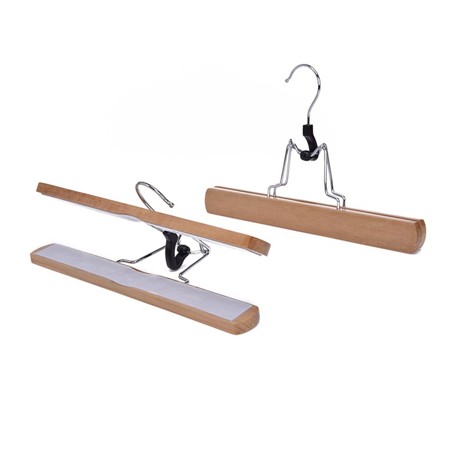 Perchas multifuncionales de madera para pantalones, organizador antideslizante para pantalones, perchas para faldas, armarios, pinzas para el pelo (marrón, 10 piezas)