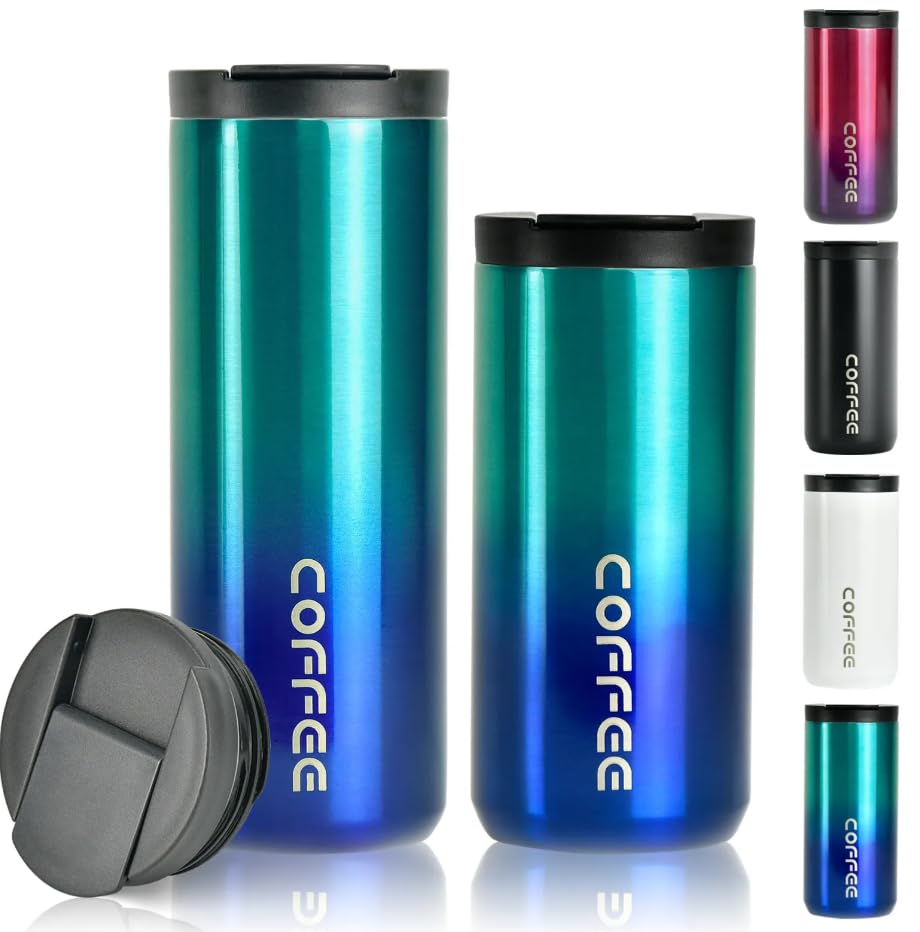 Vaso térmico de viaje 400ml – Acero inoxidable | Mantiene bebidas calientes 6h y frías 12h | Antiderrames, apto para coche y oficina | N&T Atelier