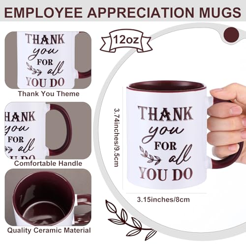 Baderke 36 Pcs Employee Appreciation Gifts Include 6 Set Thank You Staff Mug Gift Set 12 oz Appreciation Mugs Inspirational Pens Tags for Christmas Employee Staff Team(Classic,Blue Green Brown)