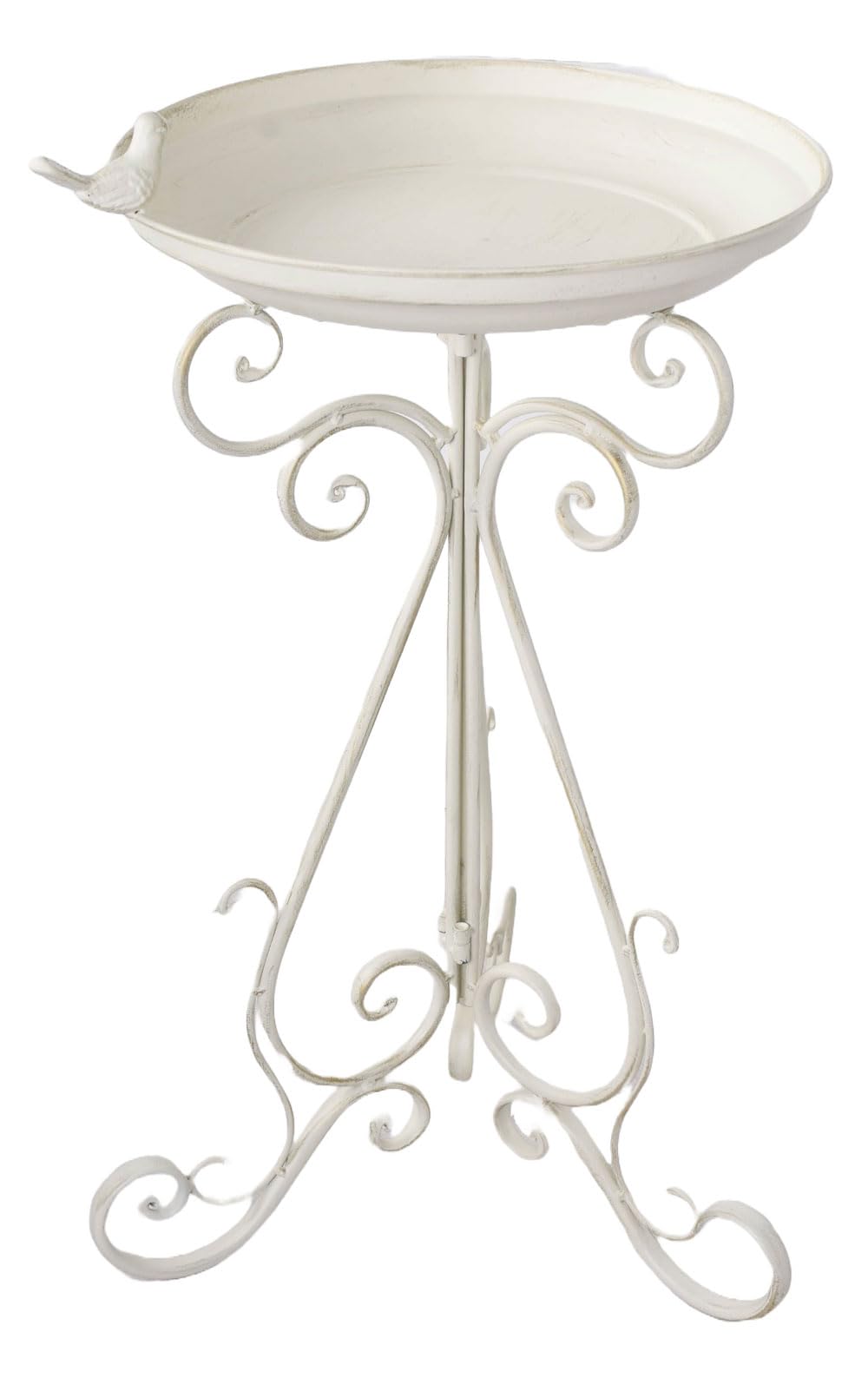 PALAZZO INT Jardin de Provence Garden Bowl - Romantic Iron Bowl in Country House Style with Bird Figure, 70 cm H x 37 cm Diameter, as Bird Bath, Plant Bowl & Vintage Garden Decoration