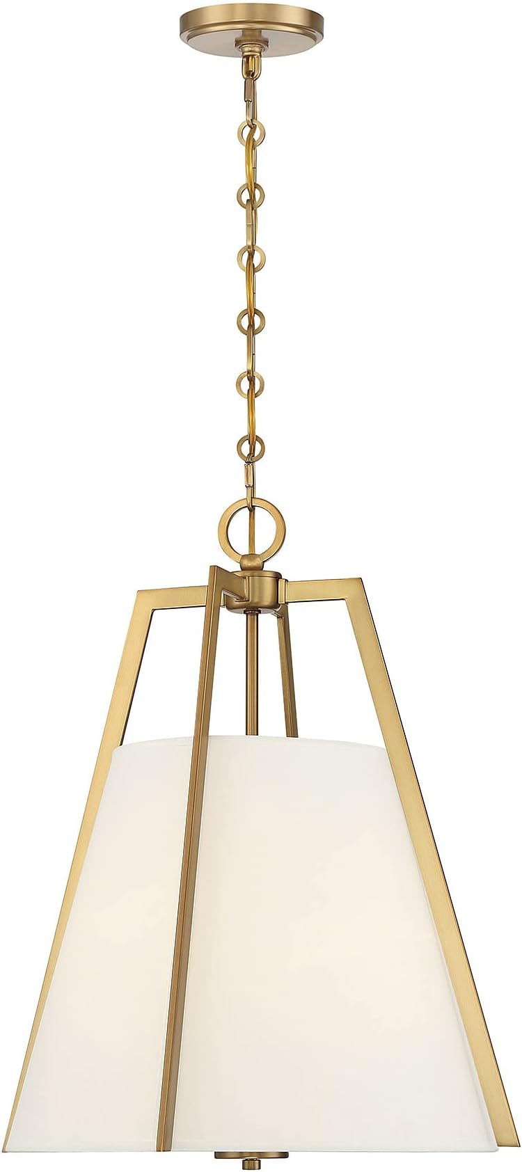 Savoy House7-1875-3-322 Mansfield Traditional White Fabric Pendant Ceiling Light, 3-Light 180 Total Watts, 21" H x 18" W, Warm Brass