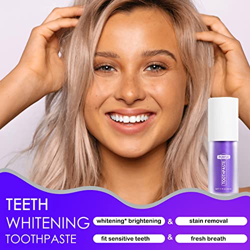 Purple Toothpaste For Teeth Whitening, Purple Whitening Toothpaste For The Tooth Whitening Gel, Deep Cleaning Toothpaste Stain Removal For Yellow Teeth And Gum Repair #TOP1