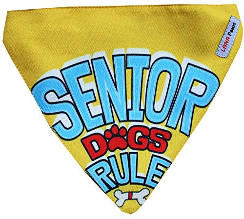 Lana Paws Senior Dogs Rule Dog Bandana/Dog Scarf/Dog Gift (Yellow) (B085SVF9WH) Amazon Price History, Amazon Price Tracker
