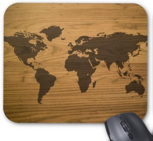 Litaz Customized Personalized Mousepad Wood Grain World Map Mouse Pad