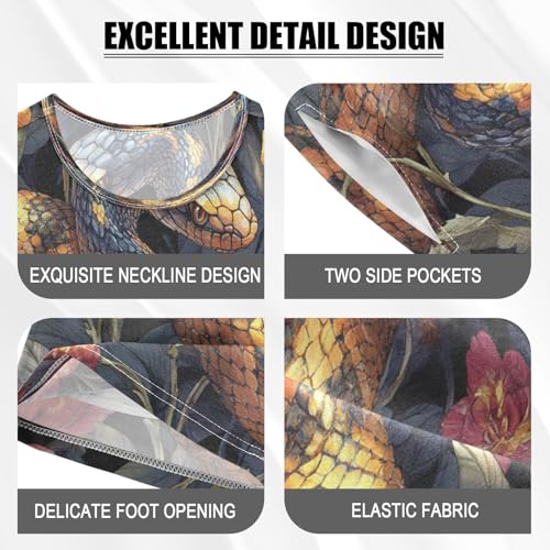 Pajama Sets Short Sleeve Vintage Snake Flower Soft Cotton Summer Sleepwear 2 Piece PJS Size 5-14T3