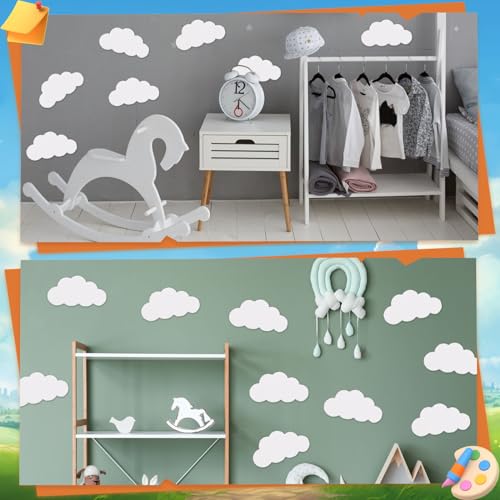 MixTeach 200 peças recortes de nuvem branca formas de nuvem de papel de 4 polegadas cortadas dupla f