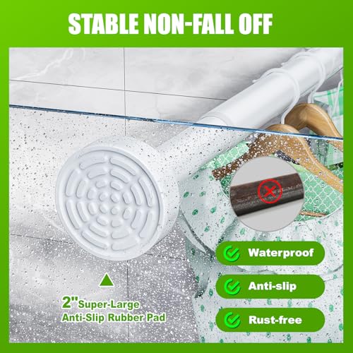 Image of Ausemku Shower Curtain Rod - 32-43 Inch Rustproof Tension Rod, Non-Slip Spring Design, No Drilling Adjustable Curtain Rod for Bathroom, Kitchen, and Closet(White)