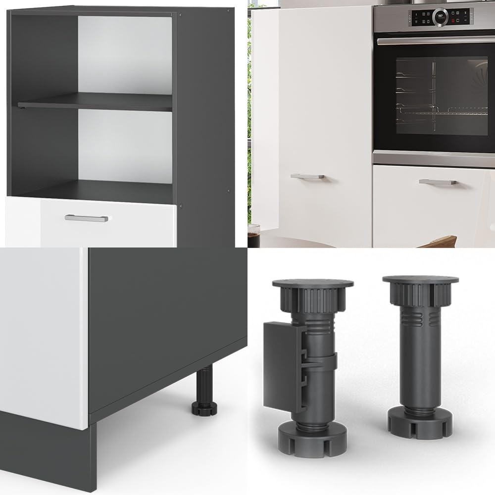 Vicco Cucine componibili piccole R-Line, Bianco lucido/antracite, 180 cm
