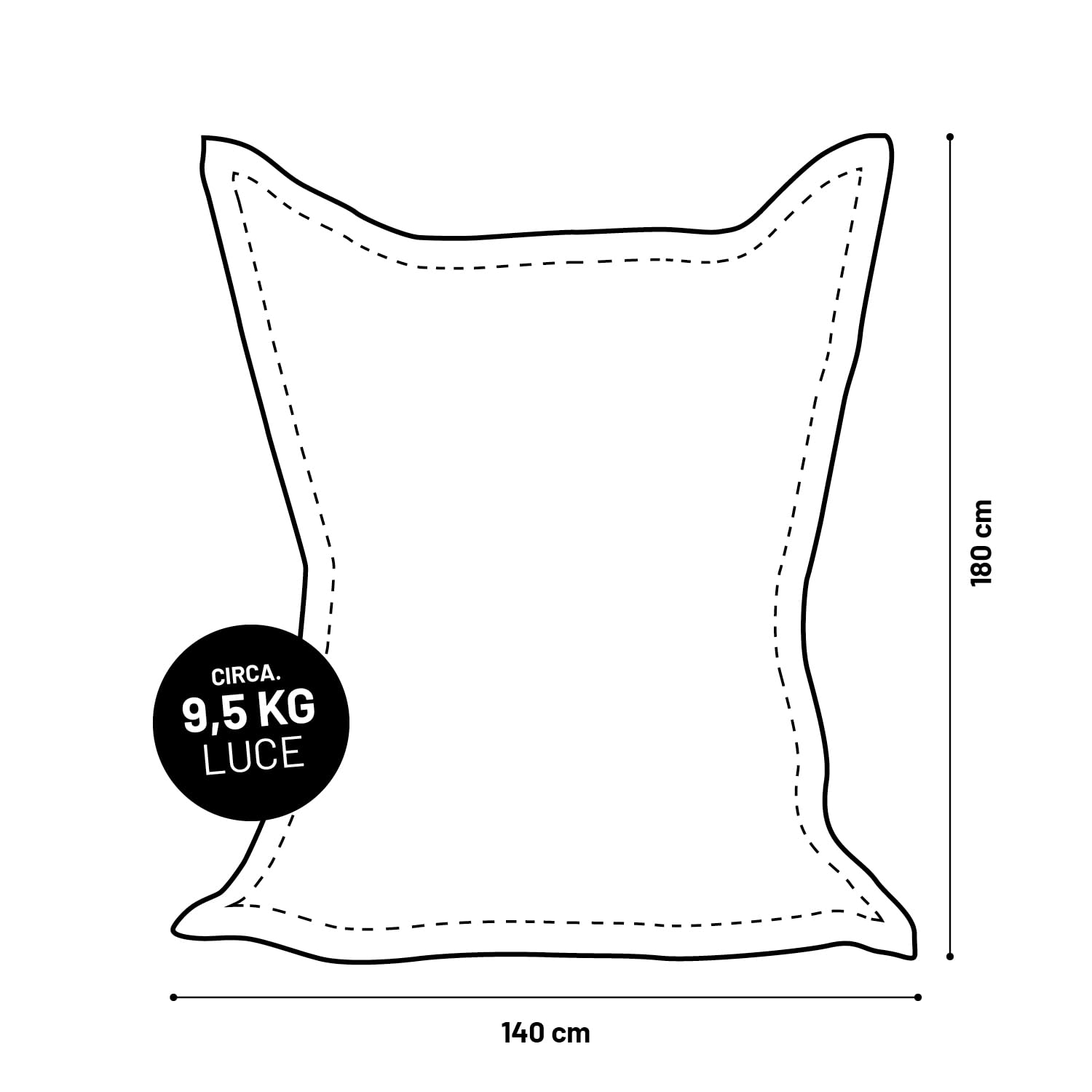 Lumaland Sitzsack Classic XXL All-in-One Set | Gigante Sitzsack XXL con cordino e rivestimento per interni ed esterni | Poltrona con imbottitura EPS sicura all'interno - Rivestimenti facili da