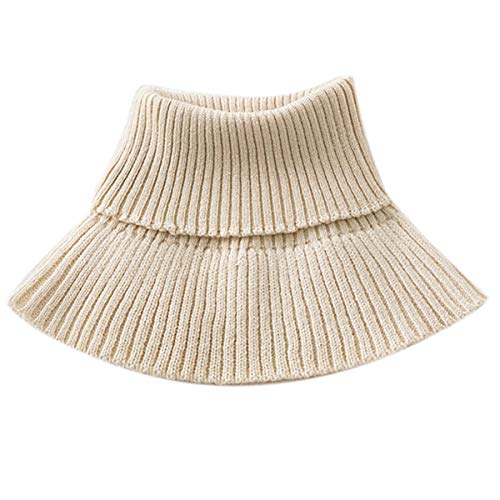 Women Knitted Ribbed Turtleneck Pullover Detachable False Collar