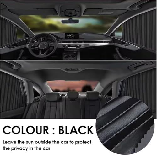 Image of MIEMPIRE 4 pcs Car Curtain Magnetic Window Cover Set for Side and Rear Glass | Removable Privacy Shade with Smooth Sliding Design for Car Interior Comfort