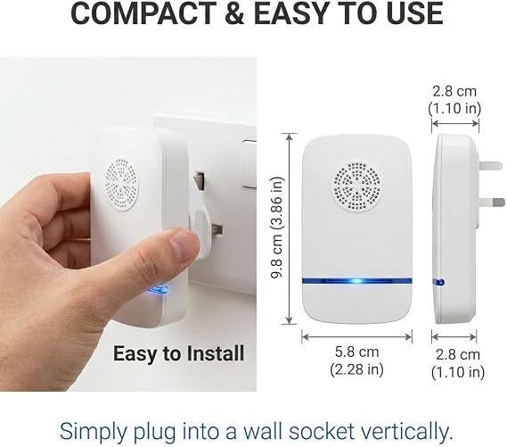 2Pack Ultrasonic Pest Repeller Plug-In for Indoor Use Highly Effective Electronic Control for Mosquitoes Ants Spiders Cockroaches Bed Bugs Fleas Rats and More Safe for Humans and Pets