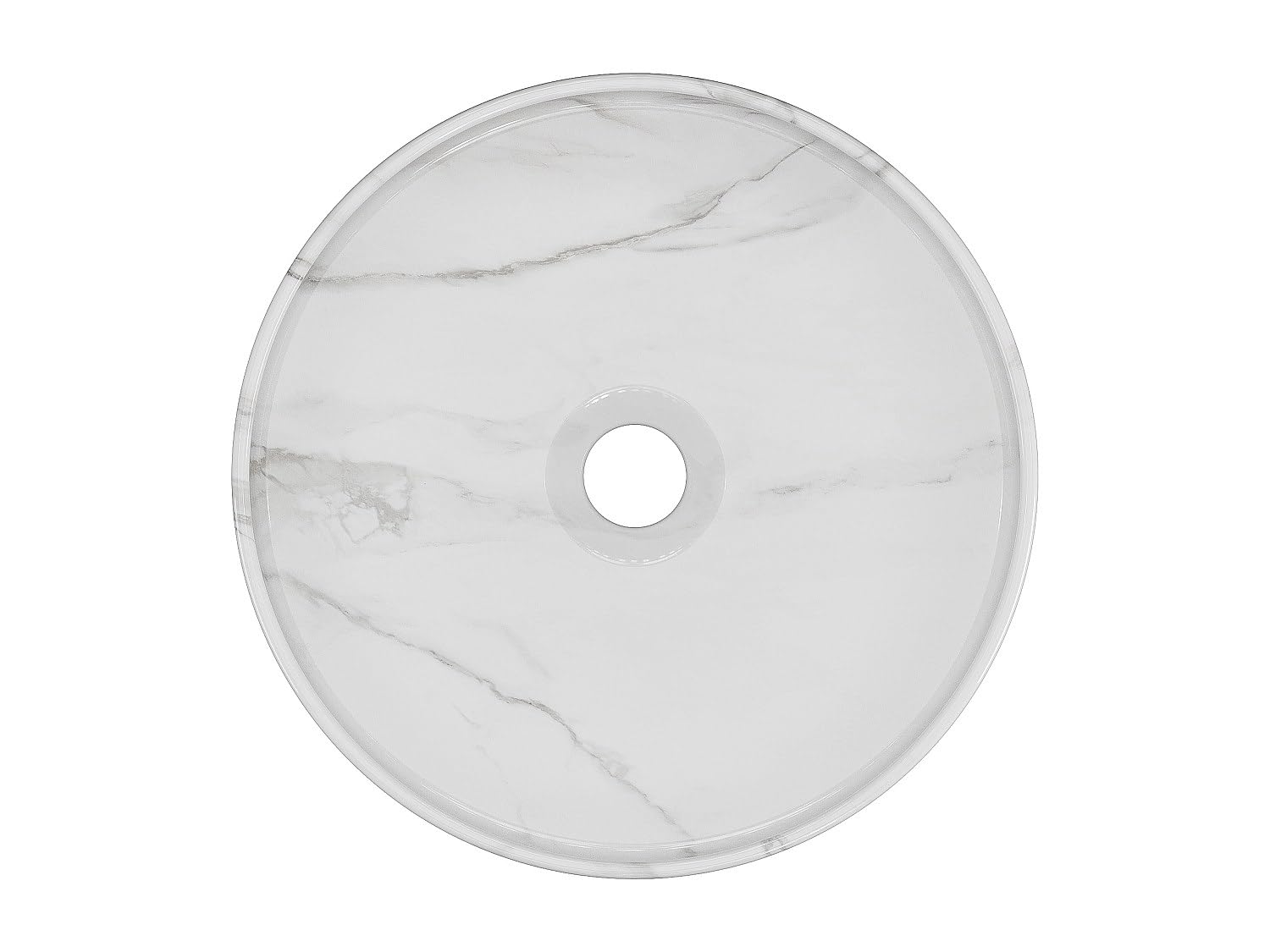 Vente-unique-Lavabo da appoggio rotondo Bianco effetto marmo in Ceramica 36 cm VIAMARBA