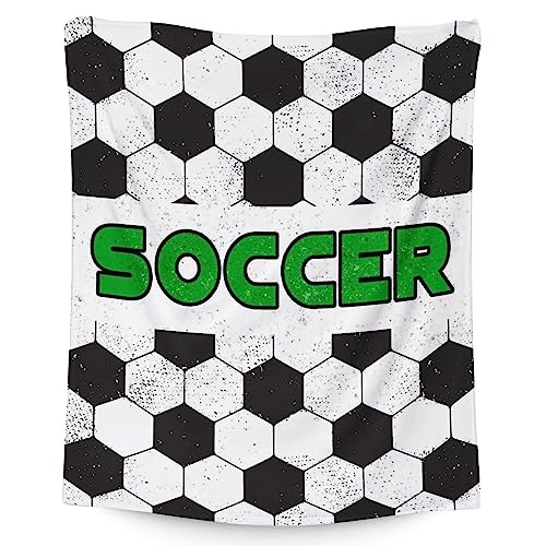 Mercuryelf Soccer Blanket Gifts, 50"x60" Funny Football Throw Blankets for Boys Kids, Cozy Lightweight Fleece Plush for Sofa Bed Room Decor