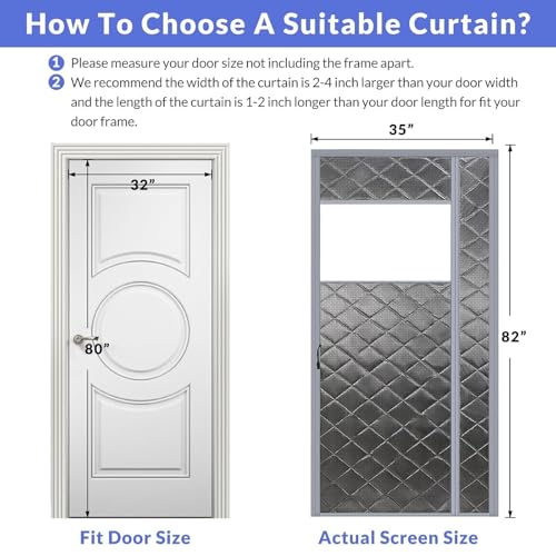 Rideau de porte isolant magnétique imperméable avec coton de 60X190cm