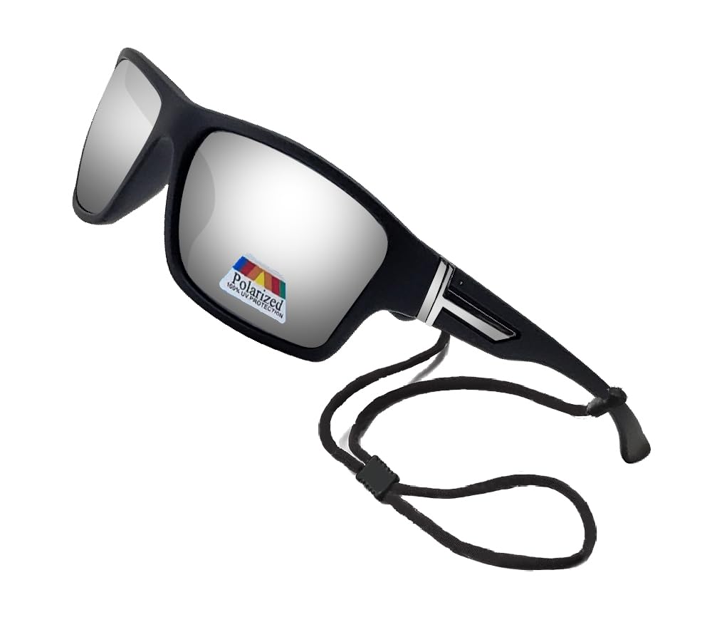 SydeStyle Polarized Bifocal Sunglasses Reading Glasses for Men Women Sports Wrap Silver Mirror Black Fishing Driving