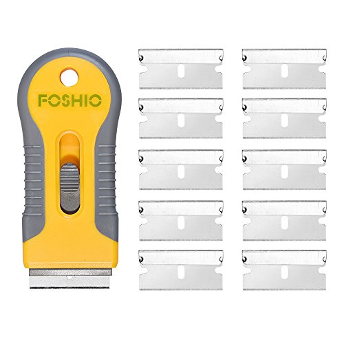 FOSHIO Plastic Retractable Razor Blade Scraper for Glass Adhesive Removing with 10pcs Extra
