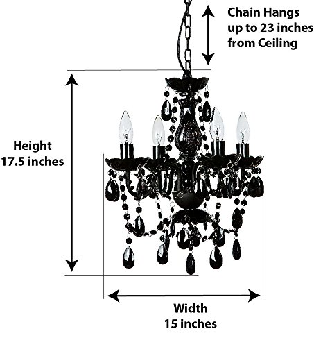Image of The Original Gypsy 4-Light Flush Mount Crystal Chandelier, Black