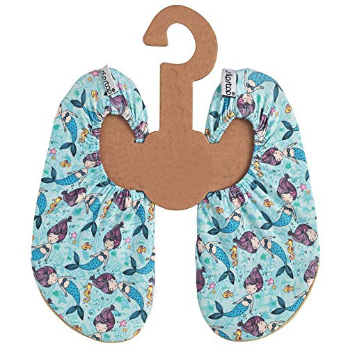 Zapatillas de Playa para Niñas Zapatillas de Ballet Antideslizantes Zapatillas de Baño Yoga Piscina en Color Turquesa y Lila con Sirenitas, Talla 21-23 Cover