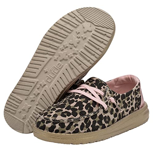 Image of HEYDUDE Girl's Wendy Youth Leo Nut Size 4 | Girl's Shoes | Girl's Lace Up Loafers | Comfortable & Light-Weight