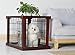 Merry Products Pet Large Slide Aside Dog Crate and End Table Furniture Indoor Use, Dog Kennel Wooden Material with Sliding Door, Decorative Wooden Pet Crate and End Table, for Large Dogs, Mahogany