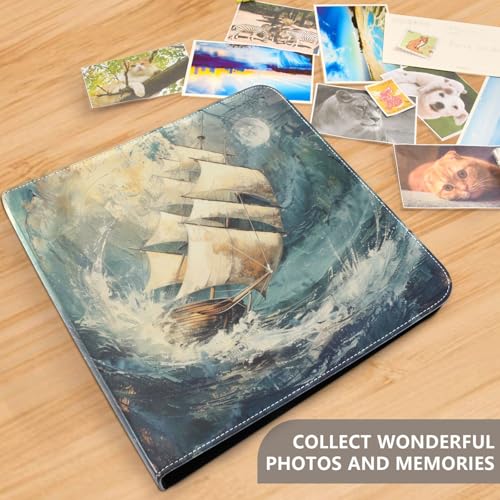 Álbum de fotos ALAZA náutico con olas del océano, cubierta de cuero PU, encuadernación de 3 anillas, para bodas, familia y viajes miniatura 4