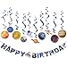 Solar System Hanging Decoration Universe Space Happy Birthday Banner Outer Space Whirls Hanging Swirl for Kids Birthday Solar System Party Supplies, 11 Pcs, SUNBEAUTY
