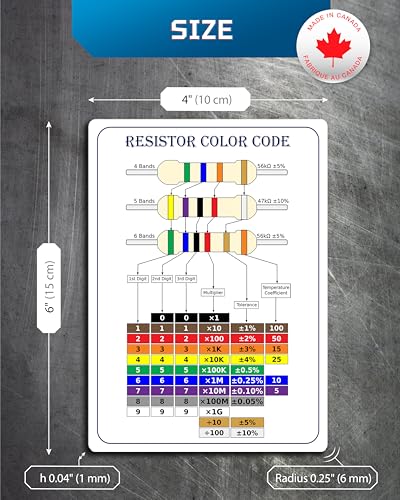 Image of Useful Magnets Resistor Color Code Chart | Reliable & Durable Magnetic Sheet for Easy Resistance Value Identification | Waterproof Flexible Rounded Corners Magnetic Poster 4.25 inch X 5.5 inch