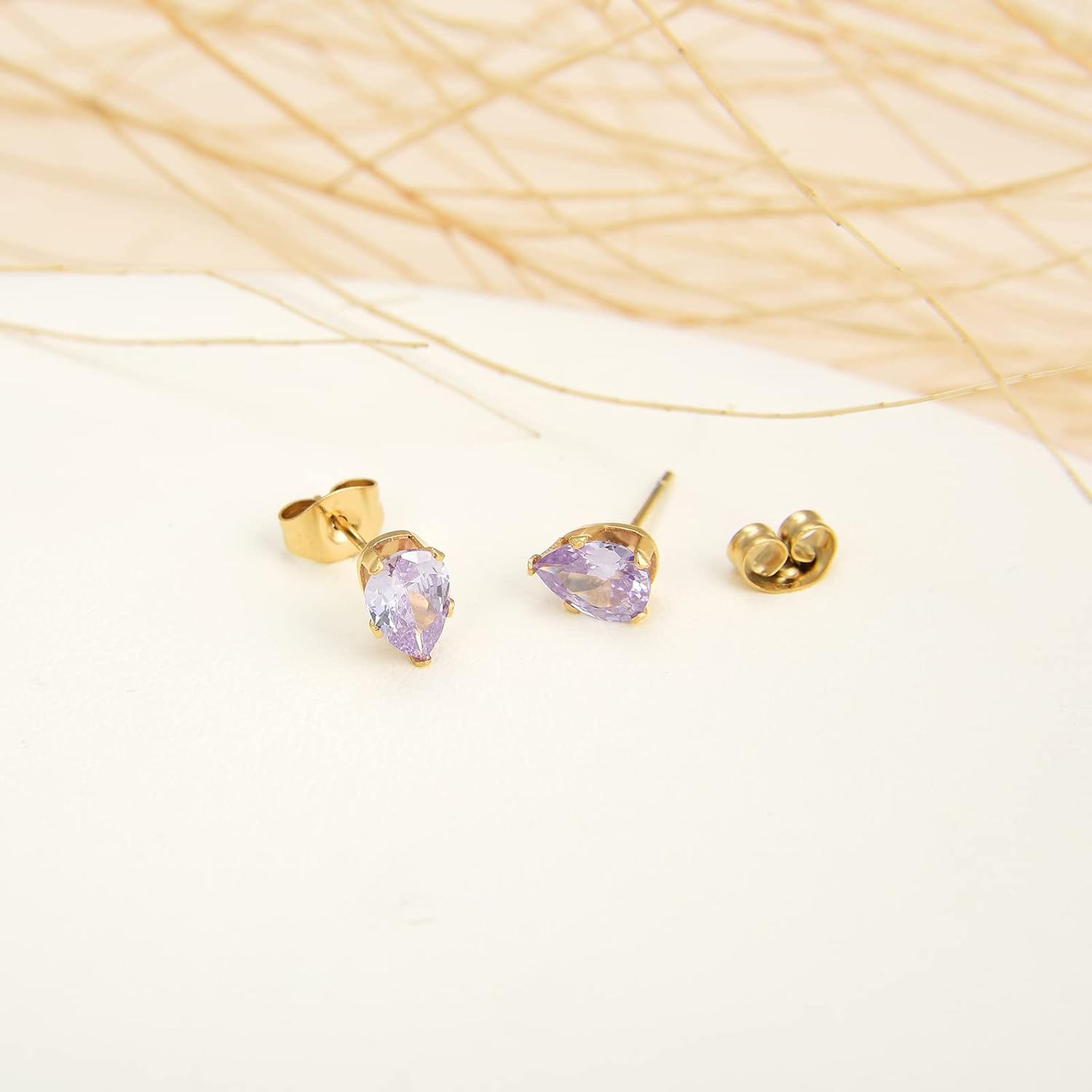 12 Pairs Surgical Stainless Steel Stud Earring Round Heart Star Square Cubic Zirconia Birthstone Stud Earrings Set for Women - Image 4