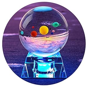 3D Solar System Crystal Ball with LED Base Astronomy Night Light for Home Decor Best Gift for Girlfriend Wife Mom Women on Valentines Birthday Thanksgiving Anniversary