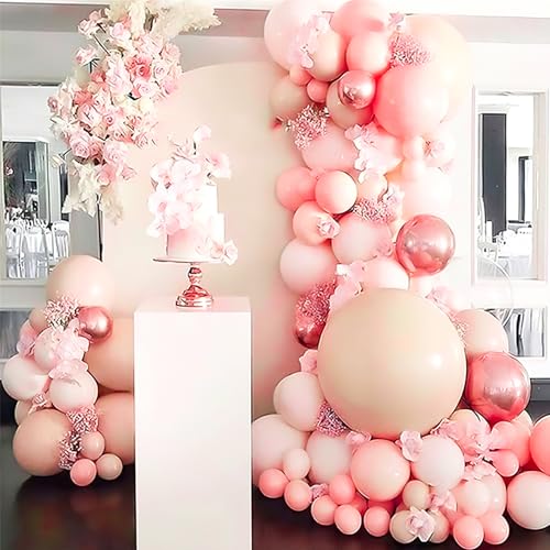 Image of PartyWoo Baby Pink Balloons 140pcs Different Sizes of 18 12 10 5 Inch Pastel Light Pale Pink Balloon Arch Kit for Baby Shower Gender Reveal Wedding Princess Birthday Party Decorations Pink-Q18