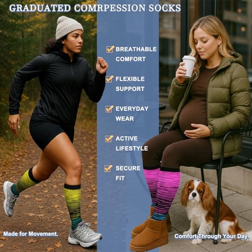 Image of Sooverki Compression Socks for Women and Men Circulation (3 /4 Pairs) is Best Support for Running Athletic Cycling Hiking