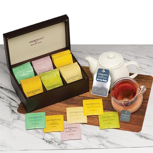 Image of Goodwyn Tea Alluring Chest (60 Tea Bags) | Assorted | Royal Exotic Wooden Tea Box | Best Premium Tea Hamper Gift Box Set Souvenir for Foreigners, Office, Corporates | Wedding | Welcome | Anniversary | Birthday | Festivals | Occassion