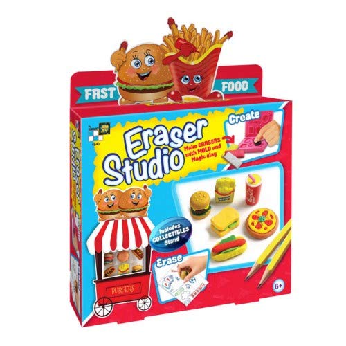 AMAV Toys Eraser Studio - Fast Food - Make Your Own Fast Food Erasers Clay Craft Kit - for Kids Aged 8+, Multicolor, Large (4840)
