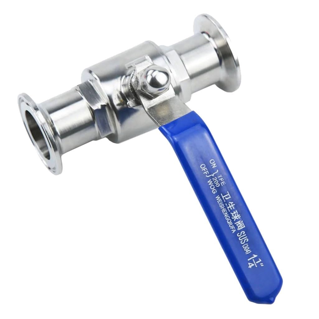 Uytrfgbnj One Color Ball Valve 19Mm 3/4" 1" 1-1/2" 2" 304 Stainless Steel Sanitary Ball Valve Tri Clamp 50.5Mm/64Mm Ferrule Type For Homebrew Diary Product 1Pcs(51Mm X Ferrule 64)